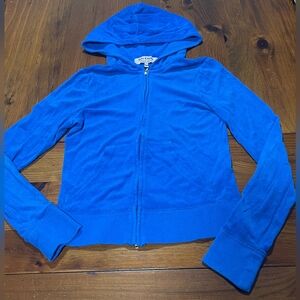 Juicy Couture Womens Y2K Royal Blue French Terry Full Zip Track Jacket Size Sm
